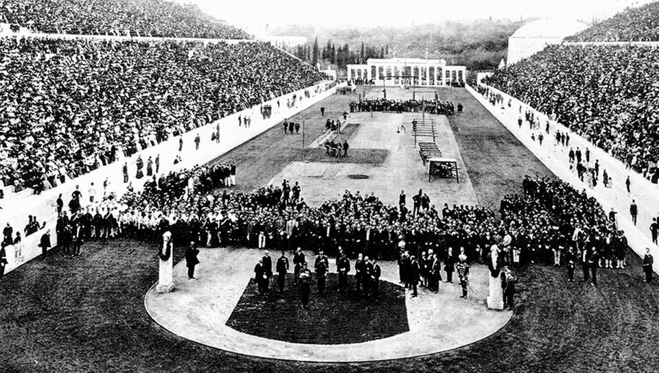 Abertura dos Jogos Olímpicos de 1896, em Atenas na Grécia.